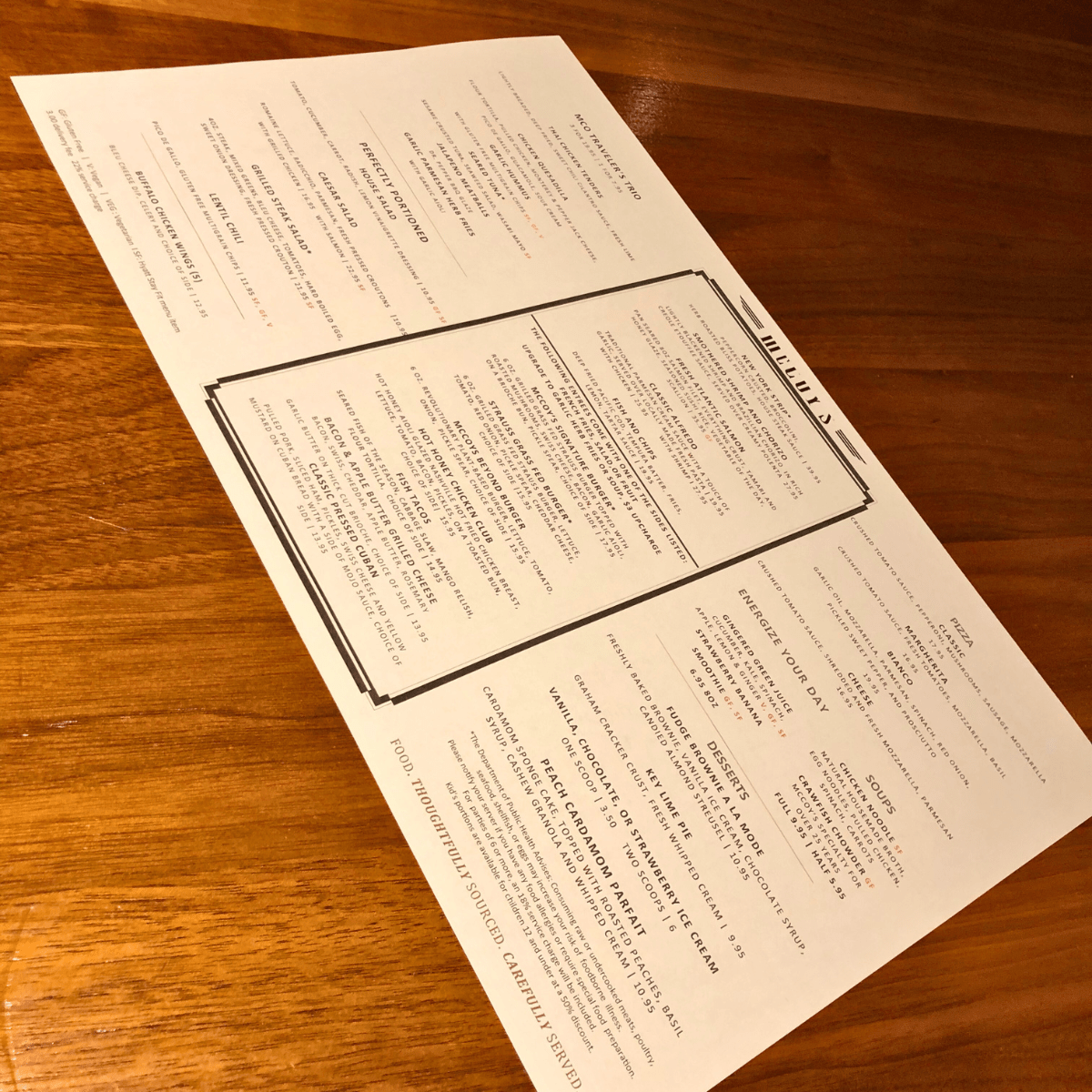 Hyatt Regency Orlando Airport McCoy's Menu