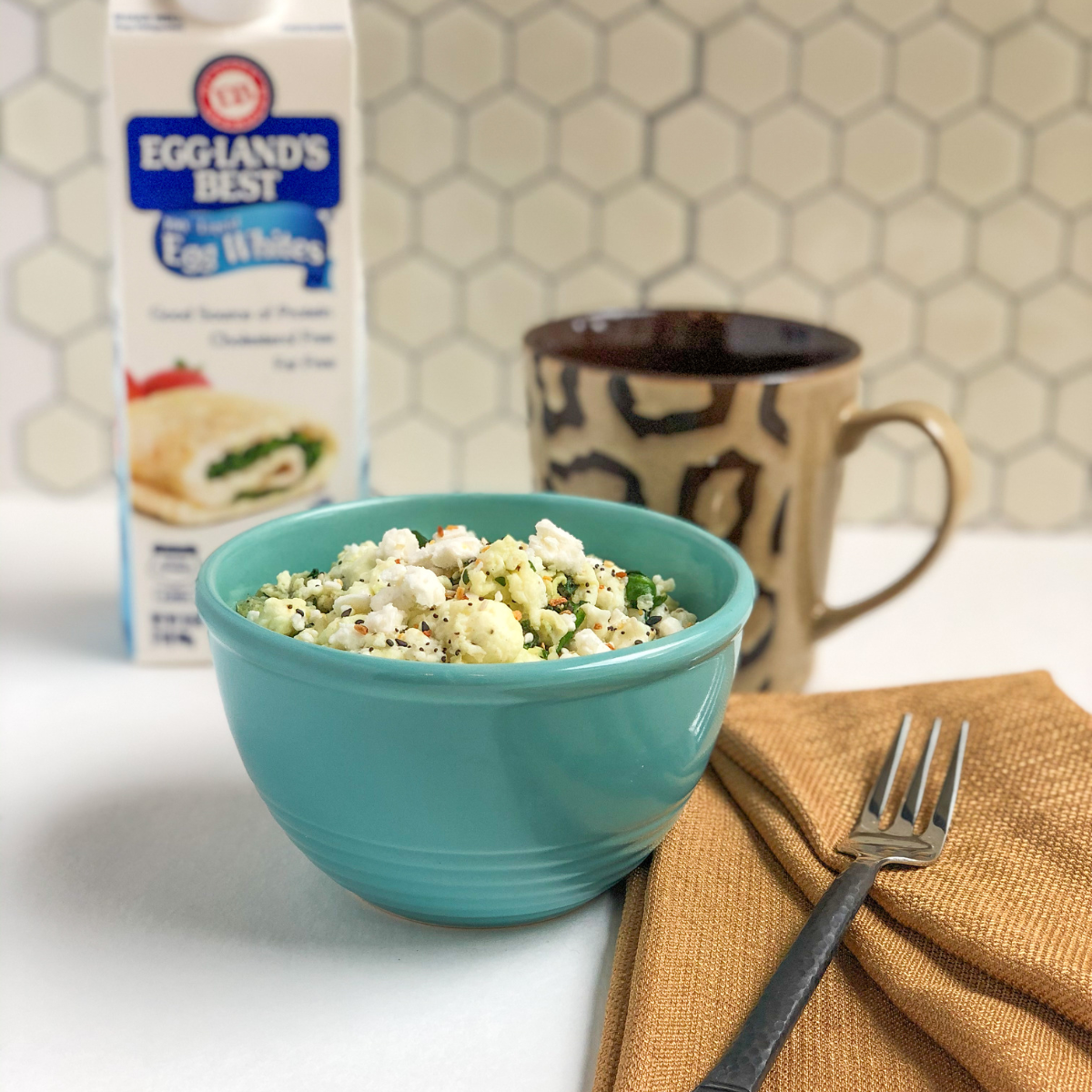 Egg white, spinach, and feta scramble