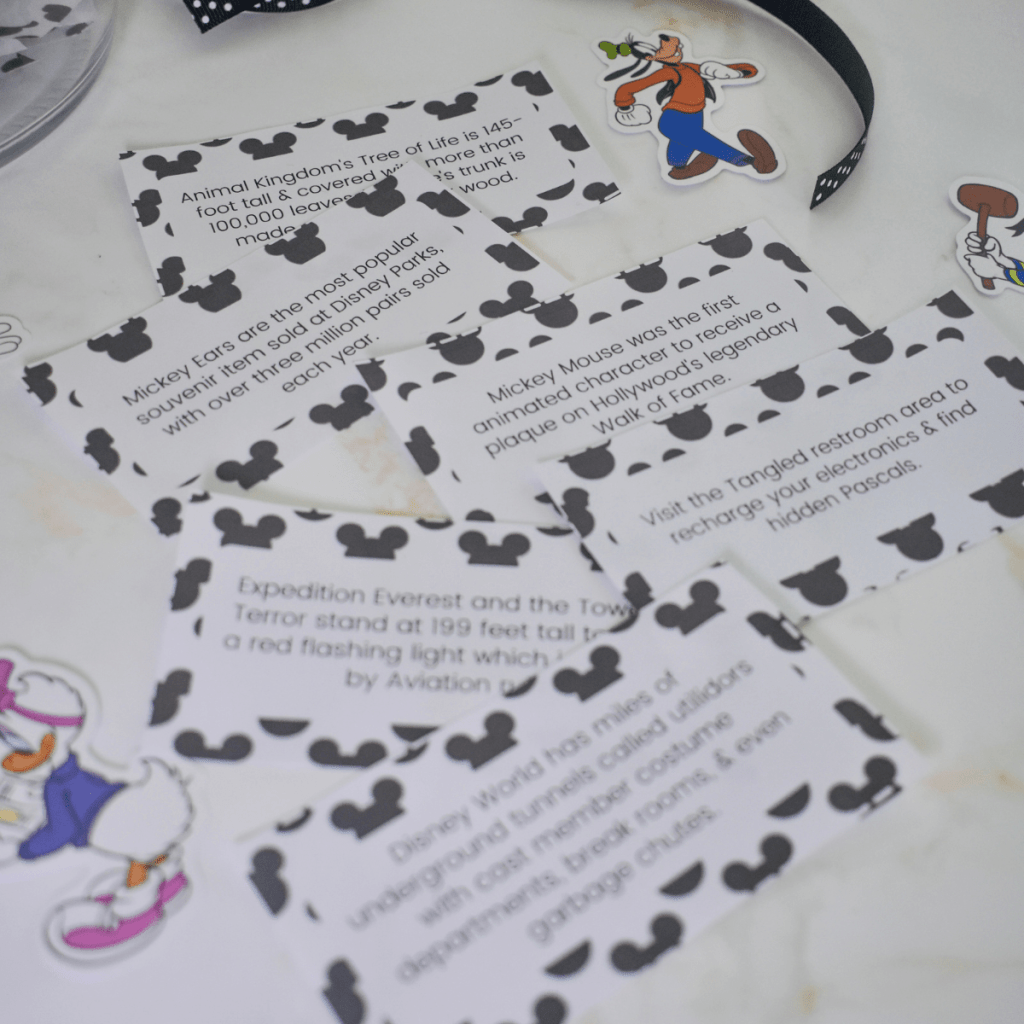 Disney World Trivia Countdown Jar Cards 