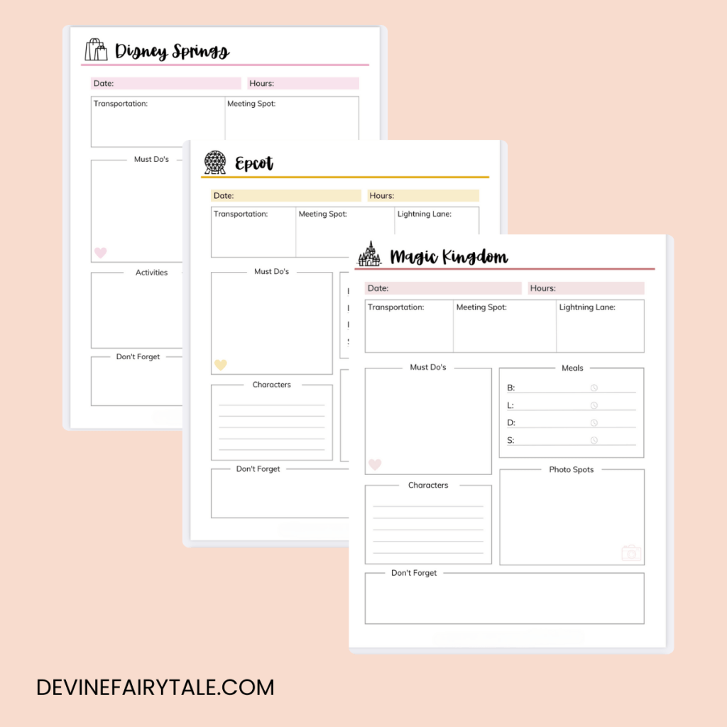 Theme Park Planning Pages 