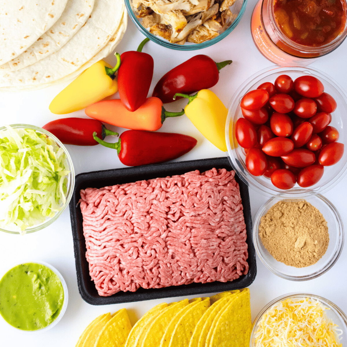 Taco Charcuterie Board ingredients