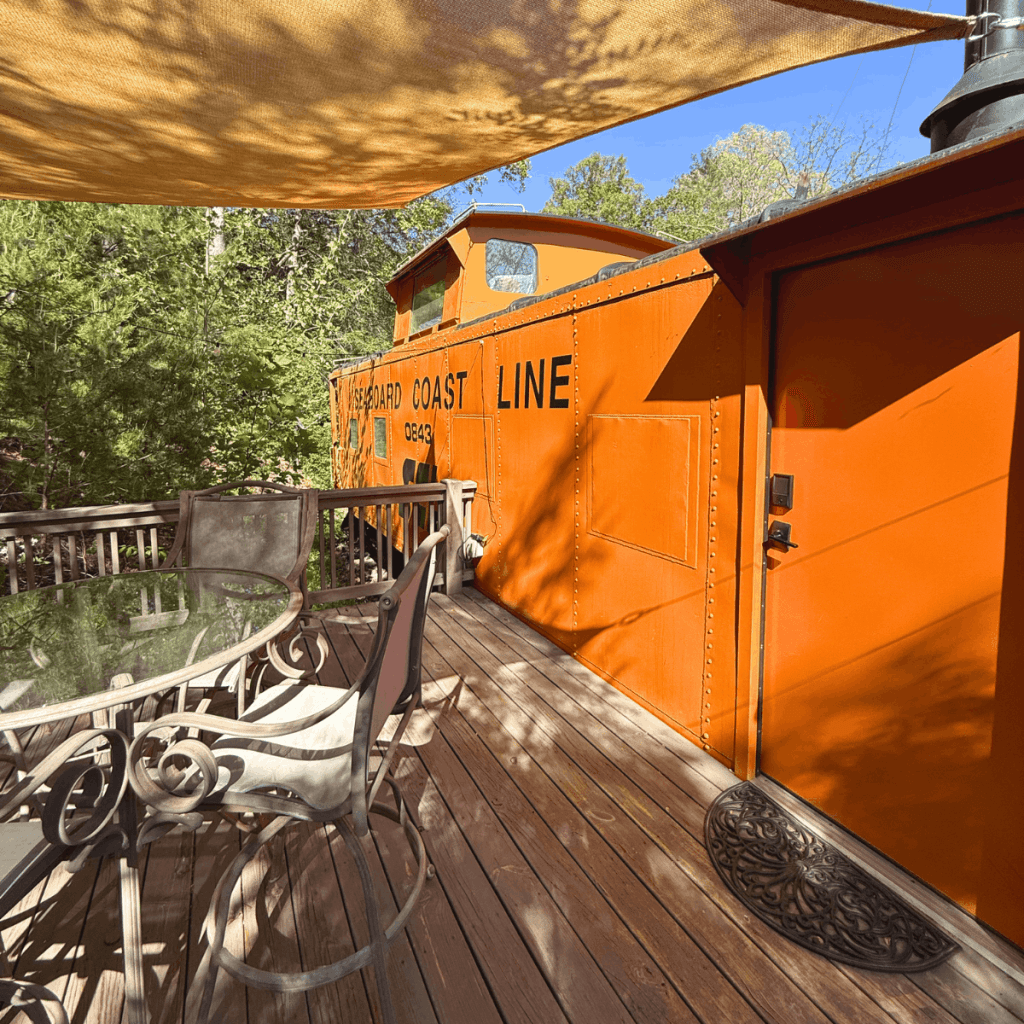 Staying in a Caboose in North Carolina at Buffalo Creek Vacations