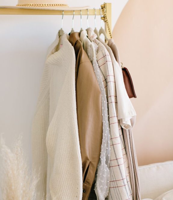 clothes on gold hanging rack