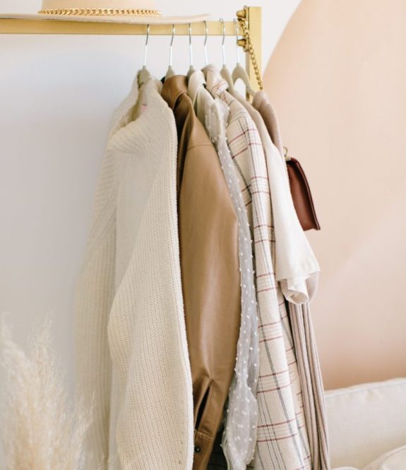 clothes on gold hanging rack